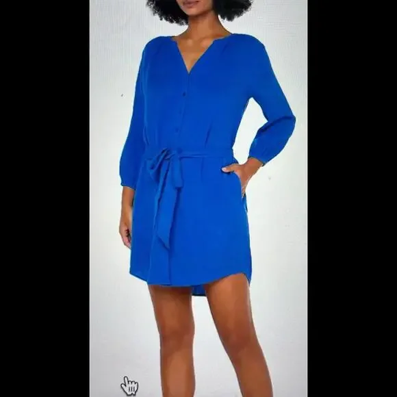 Dresses | Bloomingdales Nwt Liverpool Los Angeles Belted Guaze Royal Blue  Mini Dress M | Poshmark